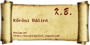 Kőrösi Bálint névjegykártya